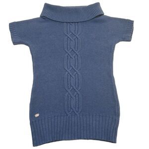 Athleta Cable Knit Vintage Sweater Blue Turtleneck Womens XS